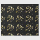 Elegant zwart en gouden blad cadeaupapier (Vlak)