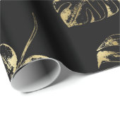 Elegant zwart en gouden blad cadeaupapier (Rol Hoek)