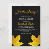 Elegant zwart en gouden bladeren Herfst Baby showe Kaart (Voorkant)