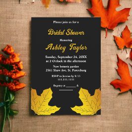 Elegant zwart en gouden bladeren Herfst Vrijgezell Kaart