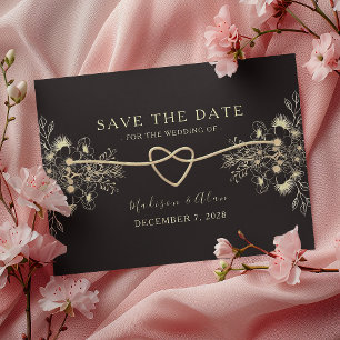  Elegant Zwart en Gouden Bruiloft Save The Date