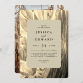 Elegant Zwart en Gouden Foliage Foto Bruiloft Kaart (Voorkant / Achterkant)