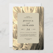 Elegant Zwart en Gouden Foliage Foto Bruiloft Kaart (Voorkant)