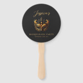 Elegant zwart en gouden gemaskerd bal handwaaier (Achterkant)