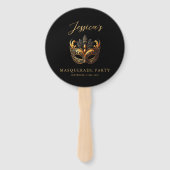 Elegant zwart en gouden gemaskerd bal handwaaier (Voorkant)