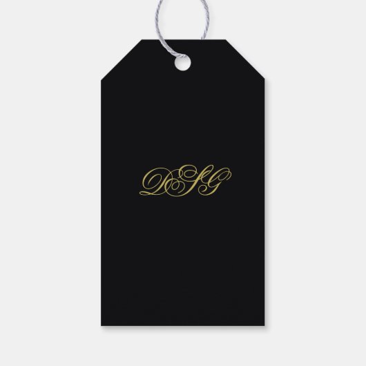 Elegant zwart en gouden harten Monogram dank u Cadeaulabel (Achterkant)