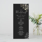 Elegant Zwart en Gouden Huwelijksprogramma Programmakaart (Staand voorkant)