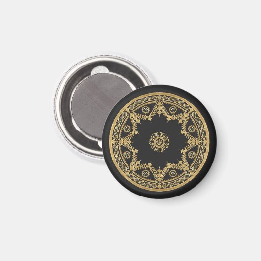 Elegant zwart en gouden mandala magneet (Voorkant / Achterkant)