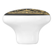 Elegant zwart en gouden mandala patroon keramische knop (Zijkant)