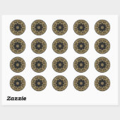 Elegant zwart en gouden mandala ronde sticker (Vel)
