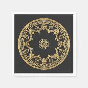 Elegant zwart en gouden mandala servet