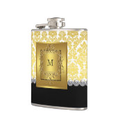 Elegant zwart en gouden monogram heupfles (Links)