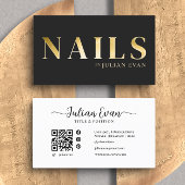Elegant Zwart en Gouden Nail Visitekaartje