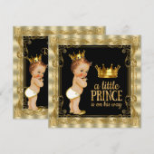 Elegant zwart en gouden Prince Baby shower Kaart (Voorkant / Achterkant)
