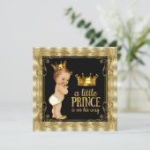 Elegant zwart en gouden Prince Baby shower Kaart (Staand voorkant)
