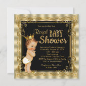 Elegant zwart en gouden Prince Baby shower Kaart (Achterkant)