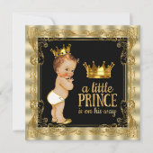 Elegant zwart en gouden Prince Baby shower Kaart (Voorkant)