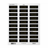 Elegant zwart en gouden retouradres voor trouwfees etiket (Full Sheet)
