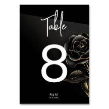 Elegant zwart en gouden rozen tafelnummer