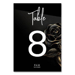 Elegant zwart en gouden rozen tafelnummer