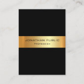 Elegant zwart en gouden Sjabloon Moderne Verticaal Visitekaartje (Voorkant)