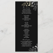 Elegant zwart en gouden trouwprogramma programmakaart (Achterkant)