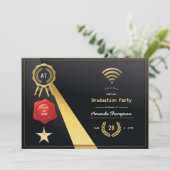 Elegant zwart en gouden virtueel afstudeerfeest kaart (Staand voorkant)