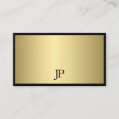 Elegant zwart en goudmonogram dunne glans visitekaartje (Voorkant)