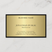Elegant zwart en goudmonogram dunne glans visitekaartje (Achterkant)
