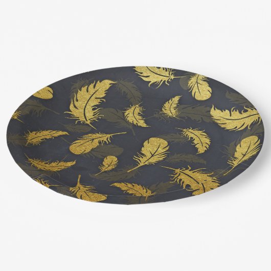 Elegant, zwart en goudvet papieren bordje (Gekanteld)