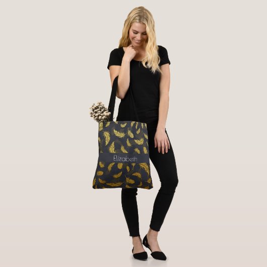 Elegant, zwart en goudvet tote bag (Op model)
