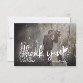 Elegant zwart en grijs 2 fotoscript bruiloft bedankkaart (Voorkant)