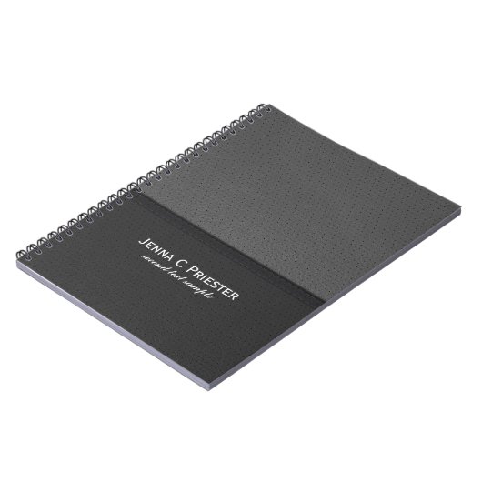 Elegant zwart en grijs faux leder notitieboek (Linkerzijde)