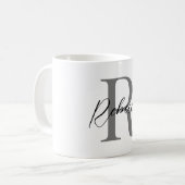 Elegant zwart en grijs minimalistisch monogram koffiemok (Voorkant links)