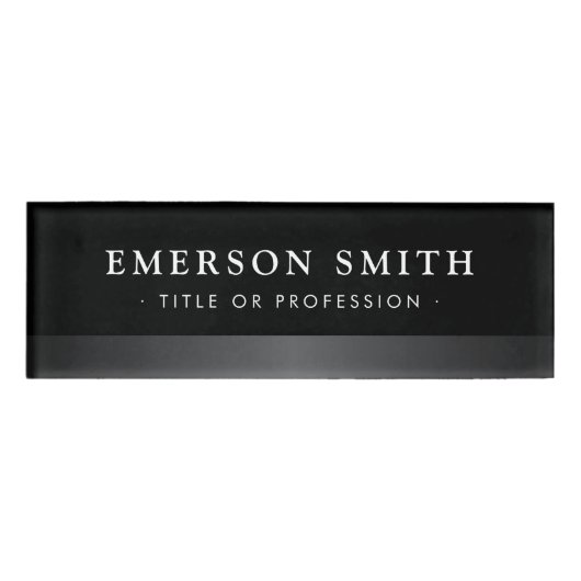 Elegant zwart en grijs modern naambadge (Voorkant)