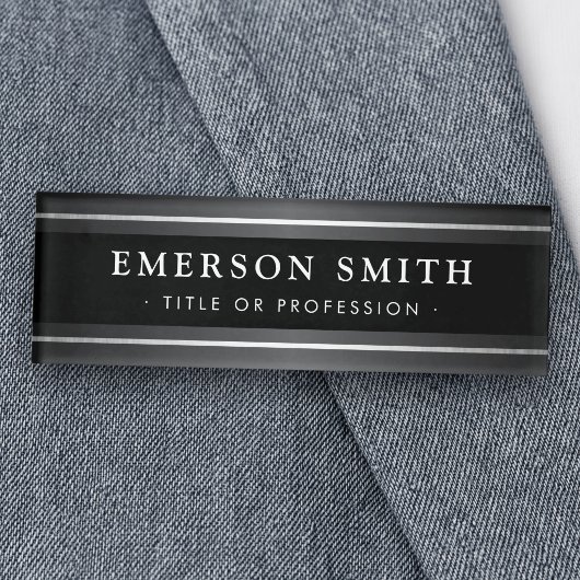 Elegant zwart en grijs modern naambadge