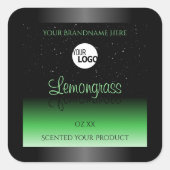 Elegant zwart en groen etiket Glitter Logo (Voorkant)