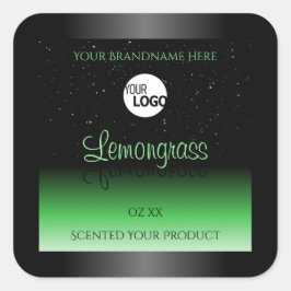 Elegant zwart en groen etiket Glitter Logo