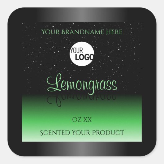 Elegant zwart en groen etiket Glitter Logo (Voorkant)