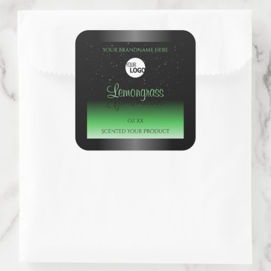 Elegant zwart en groen etiket Glitter Logo (Tas)