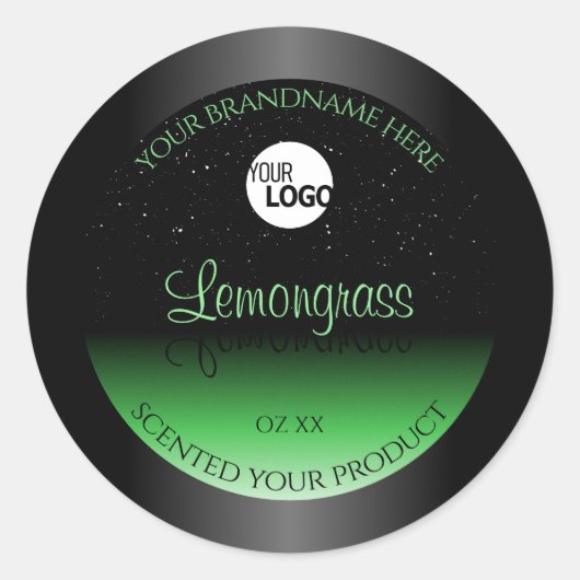 Elegant zwart en groen etiket Glitter Logo (Voorkant)