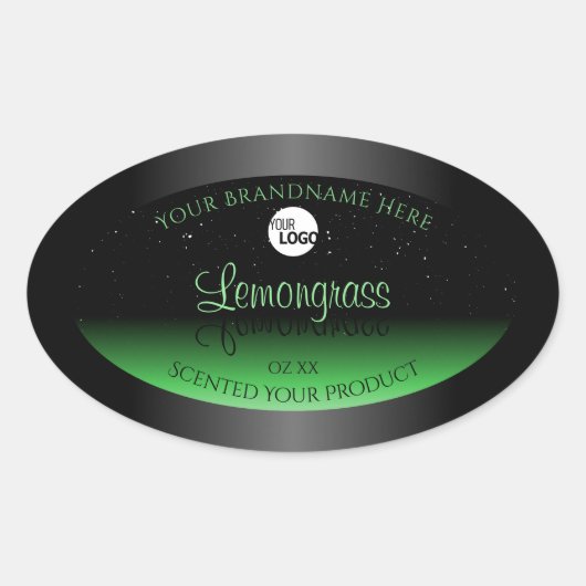 Elegant zwart en groen etiket Glitter Logo (Voorkant)