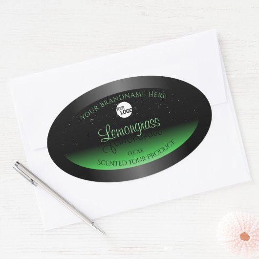 Elegant zwart en groen etiket Glitter Logo (Envelop)