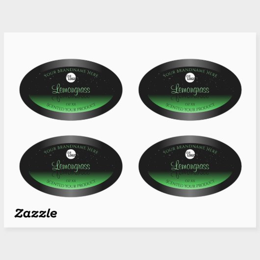 Elegant zwart en groen etiket Glitter Logo (Vel)
