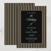 Elegant Zwart en Groen Verticaal Strepen Bruiloft Kaart (Voorkant / Achterkant)