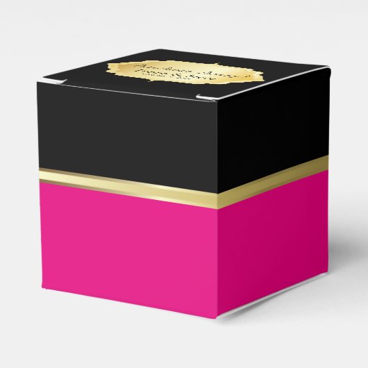 Elegant Zwart en Hot Pink Favor Box Bedankdoosjes (Voorkant Zijde)