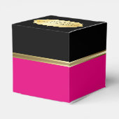 Elegant Zwart en Hot Pink Favor Box Bedankdoosjes (Achterkant)