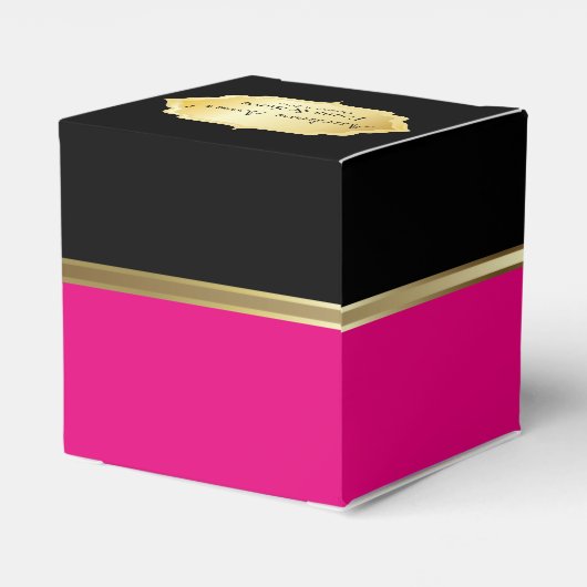 Elegant Zwart en Hot Pink Favor Box Bedankdoosjes (Achterkant)