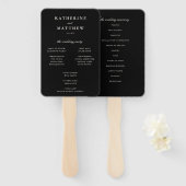 Elegant zwart en ivoor bruiloft ceremonie programm handwaaier (Voorkant en achterkant)
