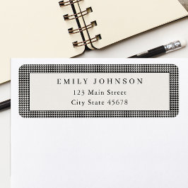 Elegant zwart en ivoor houndstooth retouradres etiket